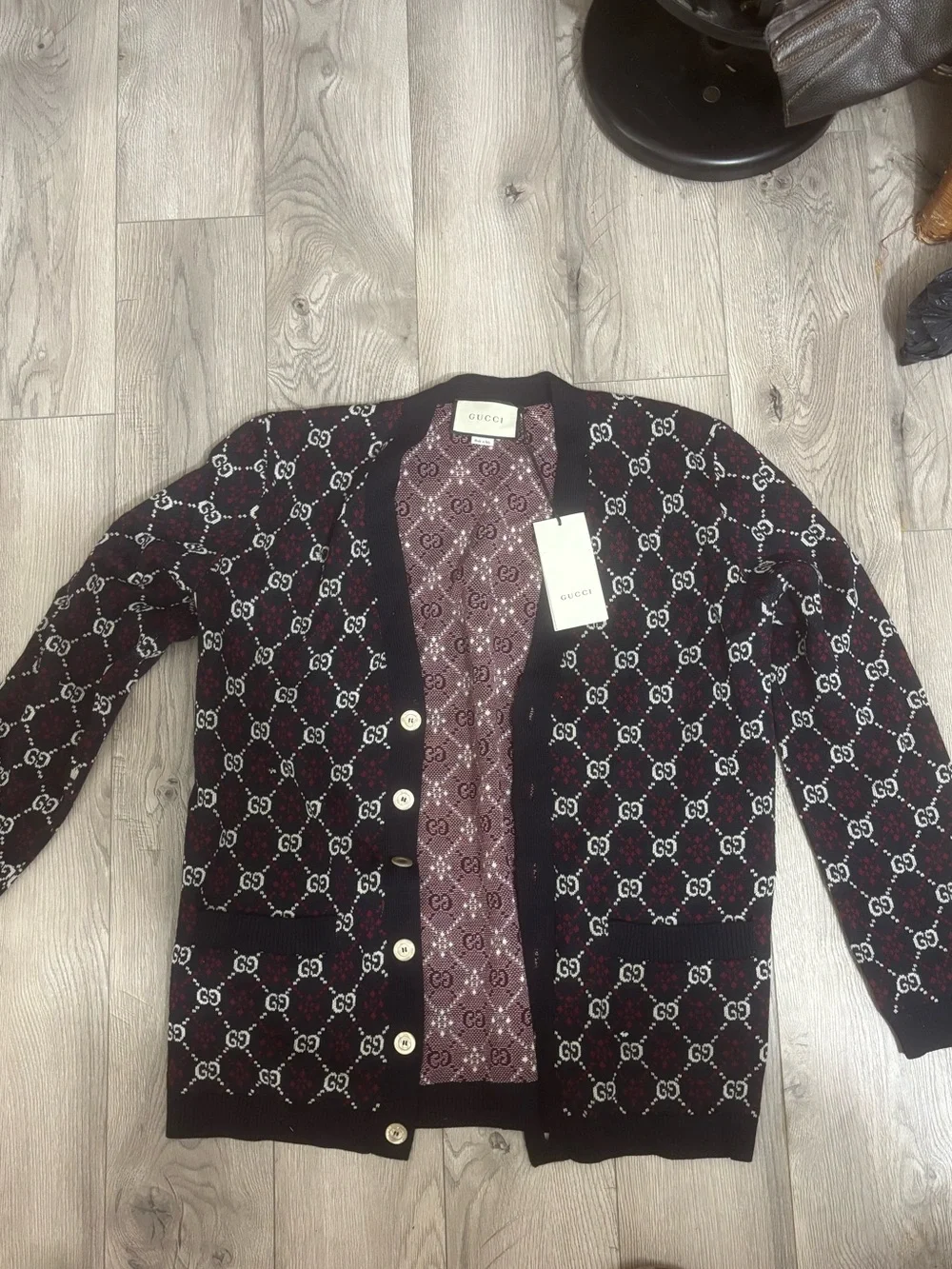 Gucci Men's Diamond Argyle (Navy) GG Cardigan